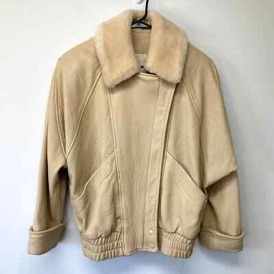 $250 • Buy Vakko Genuine Leather Fur Collared Jacket 