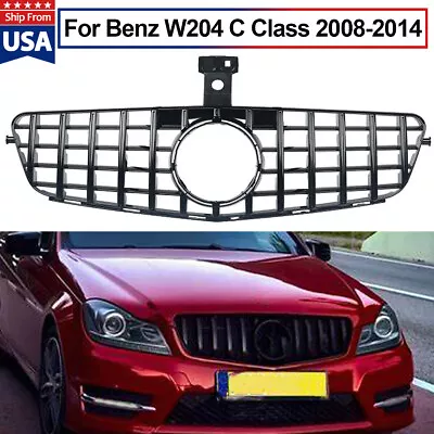 GTR Style Front Grille Grill Fit For Mercedes Benz W204 C250 C300 C350 ALL Black • $75.04