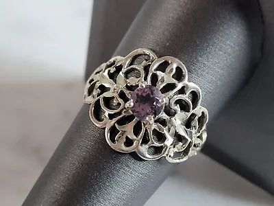 Womens Vintage Estate Sterling Silver Amethyst Ring 2.6g E5856 • $35