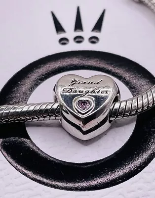 Pandora Silver Granddaughter Heart Charm 796261PCZ. Pink Cubic Zirconia • £15