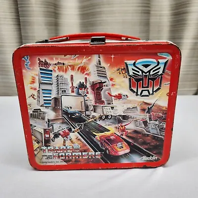 1986 Aladdin Hasbro Transformers Vintage Metal Lunch Box No Thermos • $50