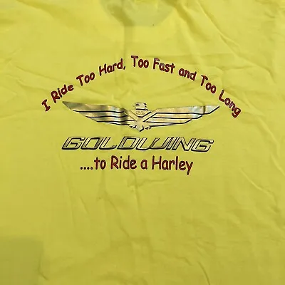 Honda Goldwing Better Than Harley Motorcycle T Shirt Vintage 90s 3XL Yellow NWOT • $17.50