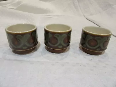 3 Vintage/Retro Hornsea Pottery Bronte Egg Cups Brown 1970s • £10