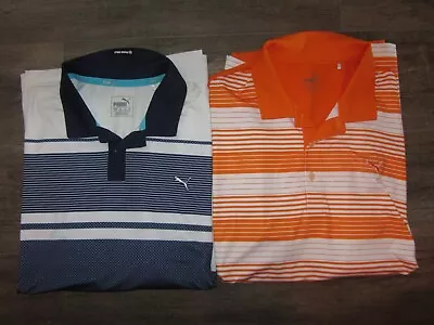 2 Lot Of PUMA Golf Men's Polo Shirts XL Casual Dress Lounge Blue White & Orange • $35.13