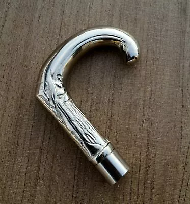 $13.30 • Buy Brass Handle Silver Designer Style Handle For Top Vintage Walking Stick CAne 