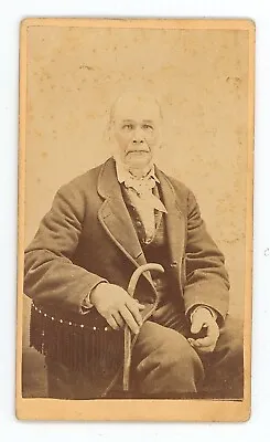 Antique CDV C1870s Hand Tinted Older Man Mutton Chops Cane Mount Holly NJ • $9.99