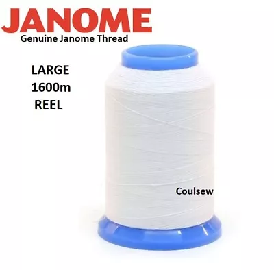 JANOME Sewing Machine WHITE EMBROIDERY BOBBIN THREAD 1600m - LARGE REEL • £16.75