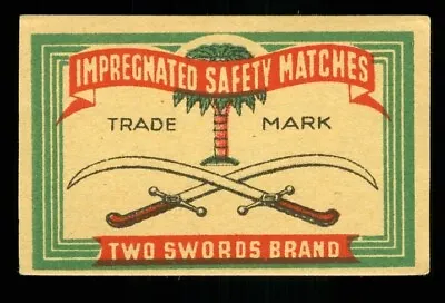 Matchbox Label Two Swords Brand Impregnated Safety Matches MA1337 • £2.09