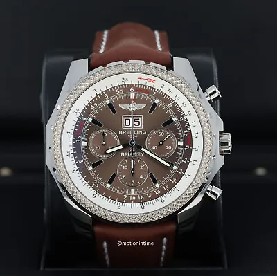 Breitling Bentley Motors 6.75 Speed Sport 18kt White Gold Bronze Havana J44362 • $35681.86