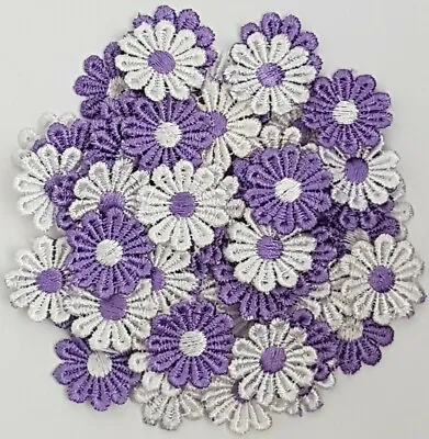 10/30/50 White/purple Guipure Lace Daisy Motifs Sew On Flower Appliques  • £2.95