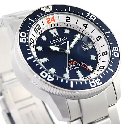 Citizen Promaster Marine Super Titanium Blue Men's GMT Dive Watch BJ7111-86L • $389.99