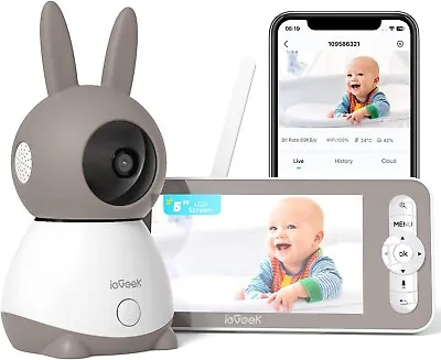 IeGeek 2K Wifi Baby Monitor With Camera And Night Vision Phone App & 5  Screen • £129.99