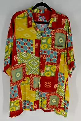 JAMS WORLD KASURI YELLOW Men’s Short Sleeve Hawaiian Shirt SIZE  XXL NWT • $99