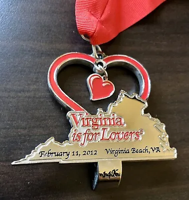 2012 Virginia Is For Lovers 14k Beach VA J&A Racing Race Run Finishers Medal • $14.95