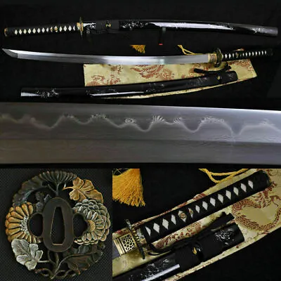 Clay Tempered Folded Steel Full Tang Blade Japanese Samurai Sword Katana Sharp • $273.06