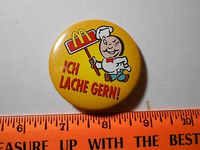 2.25  McDonalds Pin Back Button Ich Lache Gern! - I Like To Laugh German Speedee • $3