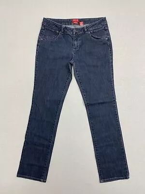 ELLE Monaco Jeans Size 8 Woman’s Straight Leg Blue Dark Wash Low Rise Denim • $18.20