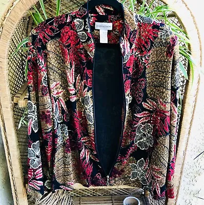 VTGDrapers & Damons Floral Full Zip Jacket Blazer Vintage Zara Reboot SZ Large • $27.47