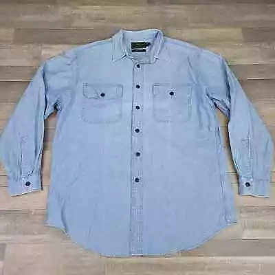 Vintage Men's FILSON Chambray Button-Front Work Shirt... Blue / Large • $35