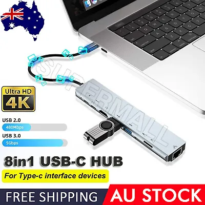 $20.92 • Buy 8in1 USB-C Type C HD Output 4K HDMI Usb 3.0 HUB Adapter For MacBook IPad Pro OZ