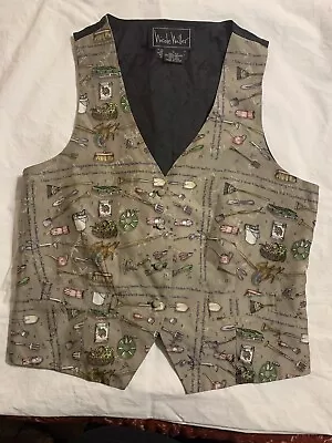 Vintage 1994 Nicole Miller Silk Vest  Size LARGE Gardening Theme • $15