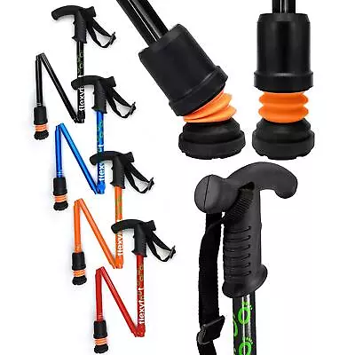 Flexyfoot Derby Handle Shock Absorbing Folding Walking Stick | Range Of Colours • £29.95