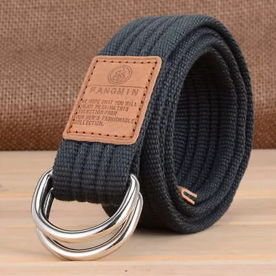 Belt Canvas Webbing D Ring Buckle Military Army Waistband Combat Women Men Woven • $4.99