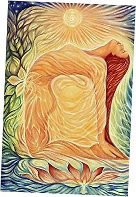  Abstract Yoga Meditation Poster Yoga Girl Sun Chakra Wall Art Sun Energy  • $25.62