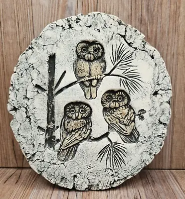 Owls Wall Plaque Stan Langtwait Art Pottery Clay White Black And Tan Vintage • $24.99