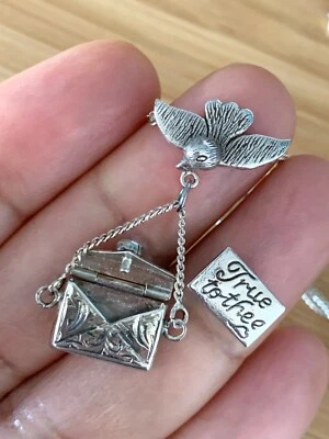 £16.99 • Buy UNUSUAL Vintage 925 Sterling Silver BIRD & ENVELOPE Pendant Necklace Not Scrap
