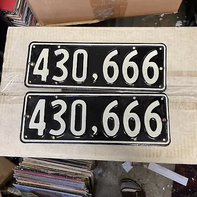 Vintage 1950s  New Zealand LICENSE PLATE (pair) Nice 430666 Devil Satan • $32