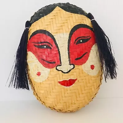 Vietnamese Theatre Character Mask Handmade Woven Folk Art Cultural Colorful • $22.95