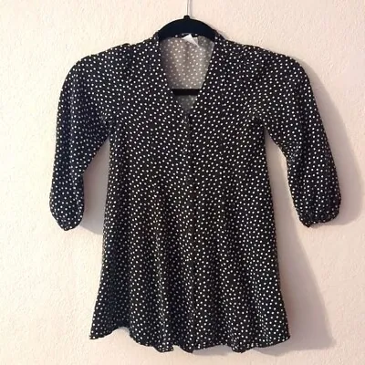 $12 • Buy Zara Girls Black/White Polka Dot Dress Size 6