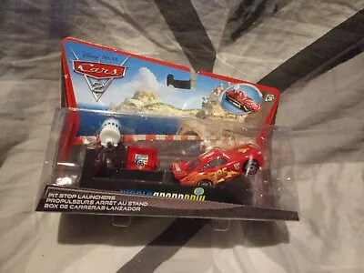 Disney Pixar Cars Cars 2 Lightning McQueen Red Box Pit Launcher Diecast 1:55 PK2 • £14.99