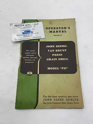 Operators Manual For John Deere Van Brunt Press Grain Drill Model  PD  • $18