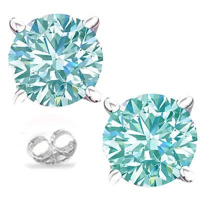 2.04 Ct Vvs   WHITE ICE BLUE MOISSANITE DIAMOND 925 SILVER Engagement EARRINGS • $0.99