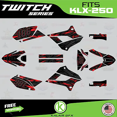 $79.99 • Buy Graphics Kit For Kawasaki KLX250 (2008-2020) KLX 250 Twitch Series - Red