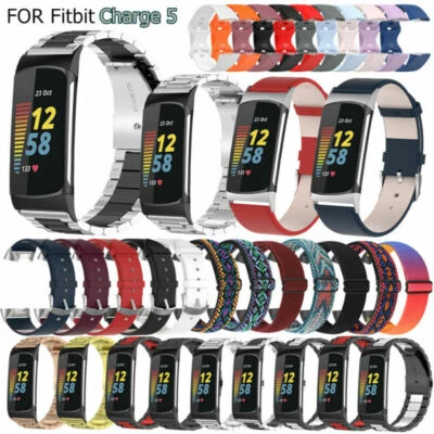 $18.12 • Buy For Fitbit Charge 5 Smartwatch Stainless Steel/Leather/Nylon/Silicone Strap Band