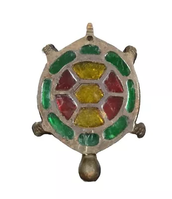 ESTATE FIND Vintage Cast Iron Turtle Stained Glass Inlay Trivet Hot Plate • $18.75