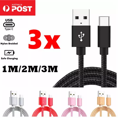 3X USB A Type C Charging Cable Charger For Samsung S24 S23 S22 S21 S20 Ultra S9 • $18.19