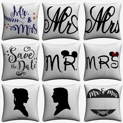 Mr And Mrs Love Couple Cushion Cover Sofa Home Decor Throw Pillowcase Almofada • £3.59