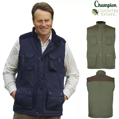 Mens Champion Country Estate Exmoor Multipocket Bodywarmer Water-Resistant Gilet • £22.95