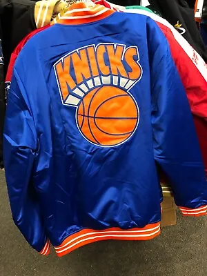 New York Knicks Nba Satin Jacket  Mitchel & Ness   Mens   Big Logo Royal/orange • $150