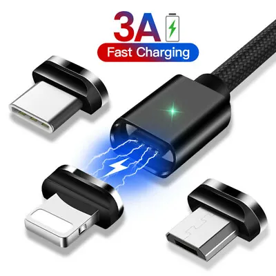 Magnetic Type C Cable Fast Charger Micro USB Charging Data For Samsung Xiaomi • $2.98