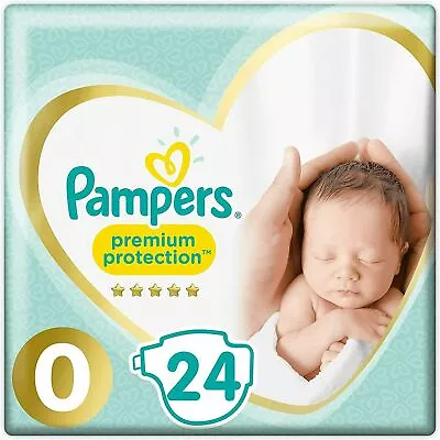 Pampers Premium Protect Micro Size 0 Newborn Nappies 24 Size Pack • £7.79