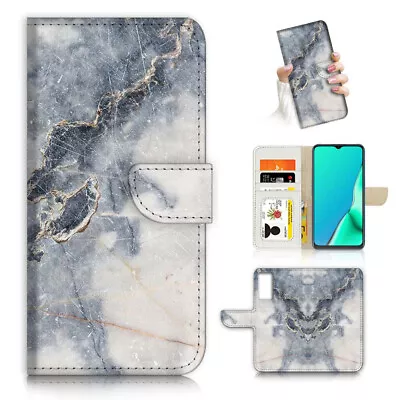 ( For Optus X Sight 2 ) Wallet Flip Case Cover AJ23668 Grey Marble • $12.99