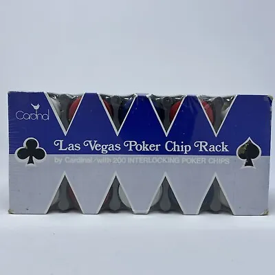 Vintage Cardinal Las Vegas Poker Chip Rack W/ 200 Chips No. 325 Holds 2 Decks • $18.50