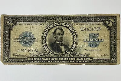 1923 $5 Silver Certificate Porthole Note Blue Seal Large Size Dollar Bill FR 282 • $825