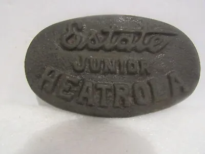 Vintage Estate Junior Heatrola Emblem  Badge Name Cast Iron Oval Orginal USA • $40.59