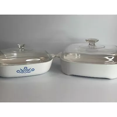 Vintage Corning Ware 10 In Casserole & Microwave Browning Dish W/ Lids • $54.99